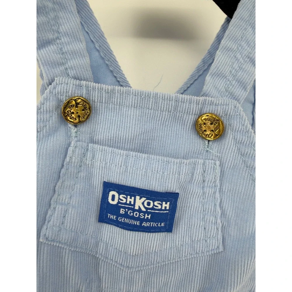 Vintage OshKosh Bgosh Baby Overalls 3/6 Months Blue Corduroy Footed Vestbak USA